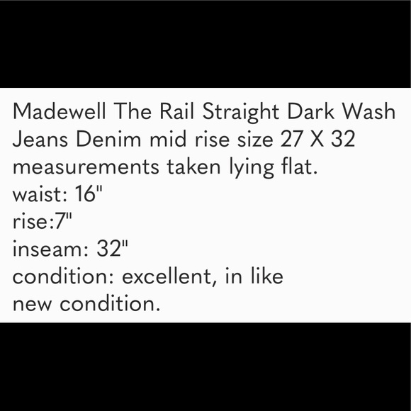 Madewell The Rail Straight Dark Wash Jeans - Picture 7 of 7